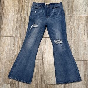 Altar’d State Flare Jeans Womens Distressed Medium Wash High Rise Denim 31/13